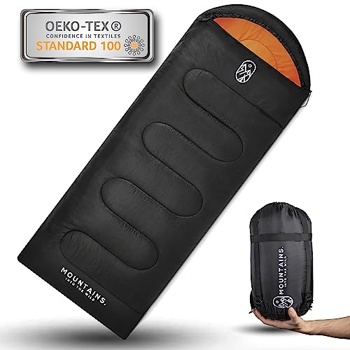 MOUNTAINS.© Schlafsack | 3-4 Jahreszeiten | wasserdichter Schlafsack | kompakter Deckenschlafsack mit Smooth-Slide Reißverschluss für Reisen Zelten Outdoor und Indoor | perfekte Größe für Erwachsene