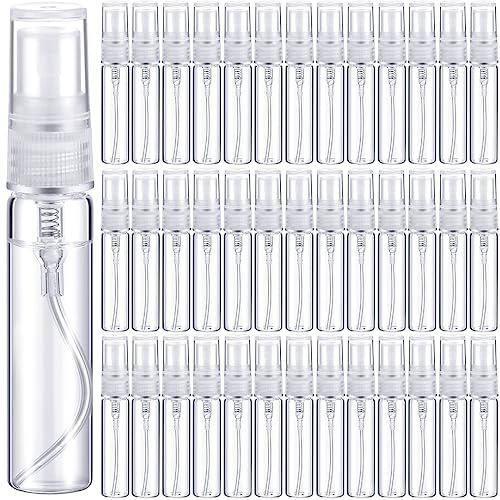 Tanlade 300 Pcs 5ml Mini Spray Bottles Refillable Clear Glass Travel Perfume Atomizer Mouthwash Bottle Cologne Small Sample Containers for Essential Oils, Retailers