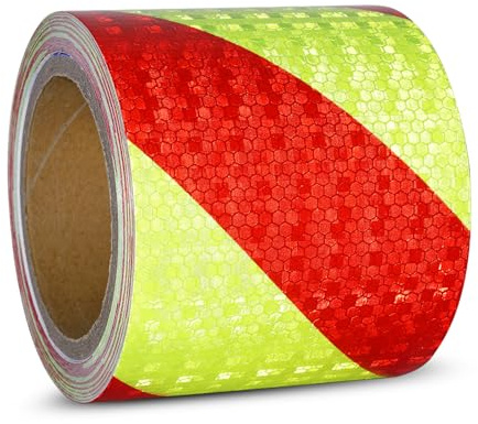 XFXIA Reflektierendes Klebeband Rot/Gelb Wasserdicht Reflektorband10mx10cm | Warnklebeband Reflektor Klebeband Selbstklebend Sicherheitsband-Conspicuous Warning Tape für Fahrzeuge,Autos,Anhänger,Boote