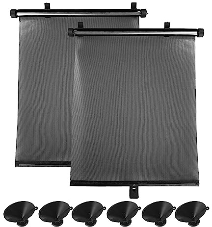 A ABSOPRO Auto Sonnenschutz Autofenster Universal Sonnenblende 19.3x15.8 Zoll PU Mesh Tuch Kunststoff Metall Schwarz