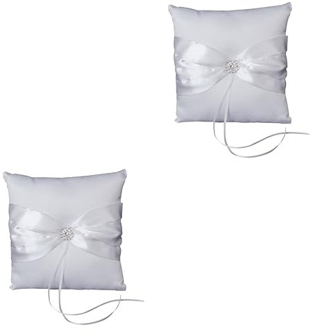 Abaodam 2stücke Hochzeitsringkissen Aus Satin Mit Funkelnden Strasssteinen Elegantes Design Für Braut Und Trauung Inklusive Halterung Für Ringträger Für Hochzeitszeremonien