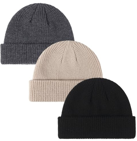 SKHAOVS 3 Stück Beanie Mütze Herren Damen, Winter Thermo Strickmütze Laufmützen Warme Wintermütze Mode Warm Slouch Strickmütze, Einheitsgröße