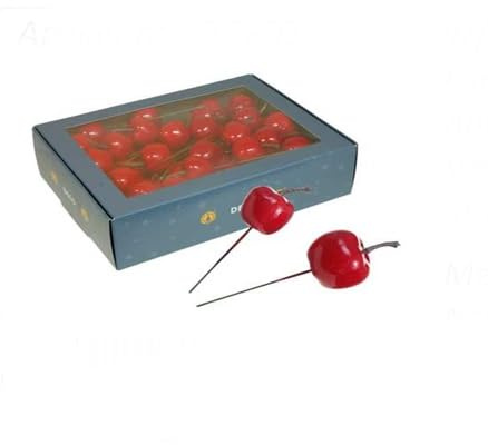 RiloStore 48 STK Dekostecker mit Apfel am Draht Deko Picks Äpfel Picks Herbstdeko Früchte am Stab Obst Floristik Gesteckdeko rot 3cm