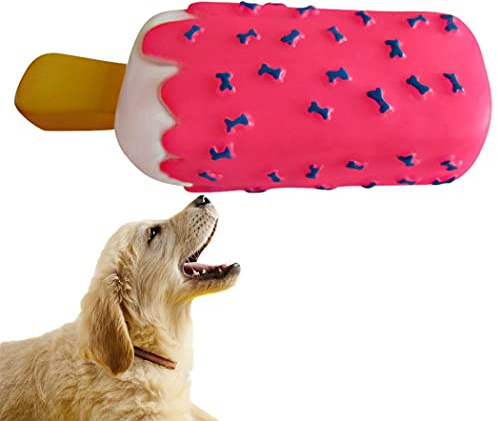 Kapmore Vinyl Zahnen Eis am Stiel Spielzeug für Hunde, langlebig, kaubar, Haustierreinigungsgeschenk, lustig, wiederverwendbar, simuliert