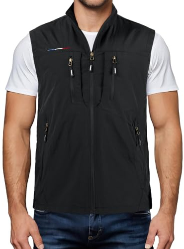 Harbrosrce Gilet da Pesca da Uomo Asciugatura Rapida Giubbotto Senza Maniche Multitasche All'aperto Panciotto da Lavoro Caccia Trekking Fotografia Reporter