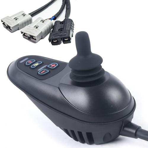 RVUEM Silla De Ruedas Con Palanca De Mando, Joystick De Instrucciones LED, Controlador Impermeable De 4 Teclas, Accesorios Para Sillas De Ruedas EléCtricas De 24V CC,Negro,Motor Plug No.4
