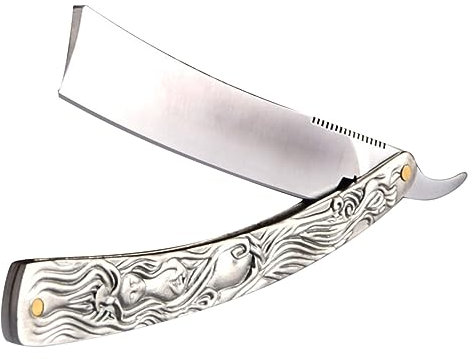 FOYTOKI Rasoir Manuel à Barbe Et Cheveux Ancien Rasoir Droit Gris Pratique Portable Usage Domestique Et Voyage Entretien Barbe Cheveux Courts Et Fins Hommes
