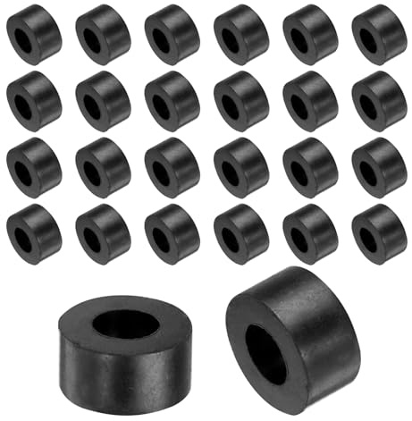 QUARKZMAN 36Pcs Entretoises en Caoutchouc de 20mm de Diamètre Extérieur, 10mm de Diamètre Intérieur, 10mm de Hauteur, Rondes, Anti-Vibrations, Rondelles en Caoutchouc Épaisses