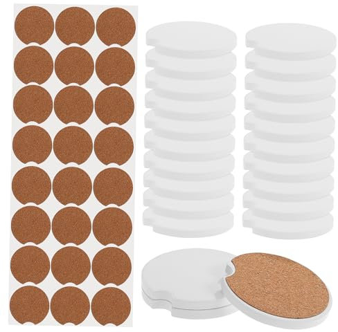 Gatuida 24pezzi Portabicchieri Ceramici Per Auto Per Tazza Superficie Bianca Per Sublimazione Proteggono Da Macchie e Versamenti Facili Da Pulire Ottimi Per Regali Fatti Mano