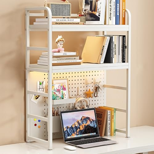 Schreibtischregal, 3-stufiger Schreibtischaufsatz für Computertische, Schreibtisch Aufsatzregal, Bücherregal, Tischregal Schreibtisch Aus Metall für Studentenwohnheime, Büros, Zuhause, Musikzimmer(19.