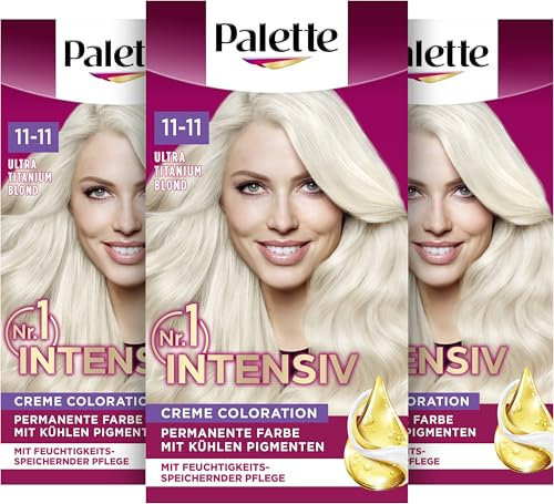 Palette Intensiv Creme Coloration 11-11 Ultra Titanium Blond (3 x 115 ml), permanente Haarfarbe für leuchtende, langanhaltende Farbbrillanz & 100% Grauabdeckung