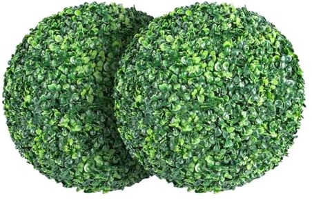 XUCZHAI 2 pezzi di erba artificiale palla di bosso topiaria palla piante finte palline decorative for casa giardino esterno balcone decorazione(Outer Diameter 28cm)