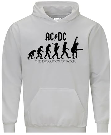 Daily Apparel AC' DC Men's Hoodie Evolution of Rock Unisex Quality Printed Hooded Top |Funny Vintage Style Pullover Hoodie Cozy & Stylish Hooded Jumper for UK Men/Women