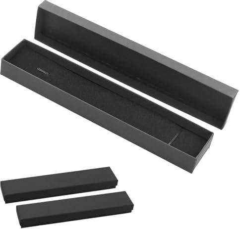 AMANDELIZABE Boîte à bijoux 2 pièces, boîte en carton éponge de velours pour boîte cadeau bracelet collier, noir, 21,3 x 4,3 x 2,3 cm