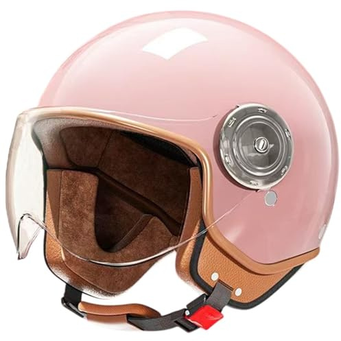Retro Kids 3/4 Motorcycle Half Helmet with Visor,DOT Approved Toddler Vintage Electric Scooter Go-Kart Dirt-Bike ATV Helmet,Youth Child Moped Bicycle Vespa Helmet for 2-14 Years Old(Pink)