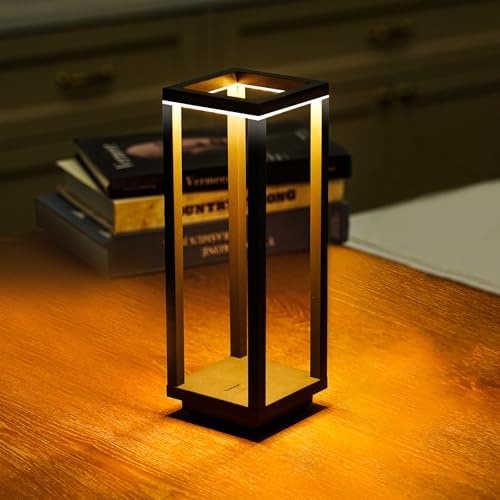 Halostorms Cordless Table Lamp Rechargeable, IP55 Waterproof, 60h Runtime Protable Outdoor Table Lamps, 3 Color Stepless Dimming Battery Powered Table Lamp for Dinner/Restaurant/Bedroom/Cafe
