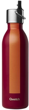 QWETCH - Bouteille Isotherme Active Série Sport Grenat 600ml - Gourde avec Bouchon Sport - 24h Froid et 12h Chaud - Etanche & Compacte