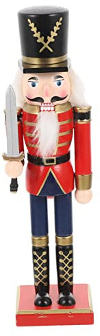 Garneck Bambole Schiaccianoci femmina stecca decorazione natale decorazione natalizia adornare addobbi natale casa Ornamento di schiaccianoci di Natale Soldato Schiaccianoci in legno rosso