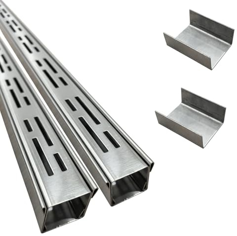 SXSJMY Canaleta Desague con Rejilla 304 Acero Inoxidable, 3,5 CM de Ancho y 2 M de Largo Canaleta de Drenaje,Rejilla Desague Jardin de Canal para HormigóN, Adoquines, Patios o Caminos Peatonales