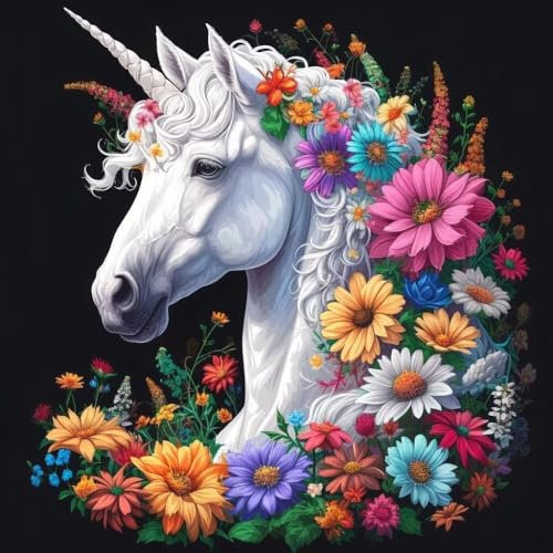 Malen Nach Zahlen Erwachsene Einhornblume, DIY Kreativ Set Erwachsene, 100x100cm Malen Nach Zahlen Kinder und Anfänger, mit Pinseln und Acrylfarben Handgemalt Ölgemälde Leinwand, Gifts Decor D-634