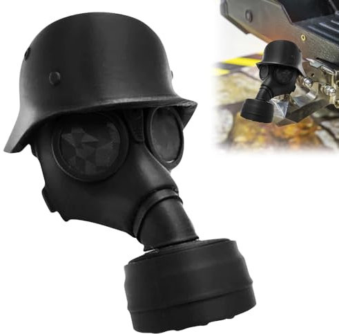 Cover Cap for Trailer Coupling, Fun Gas Mask Helmet Trailer Hitch Cover, Tow Bar Cover Cap Gas Mask, Protective Cap Tow Hitch Covers, Car Decoration Accessories for Drawbar Hitch(Black)