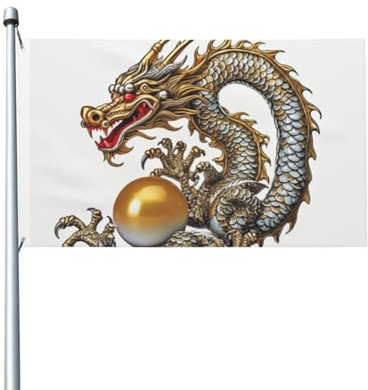 Drapeau de cour double face de 0,9 x 1,5 m - Drapeau chinois avec perle - Bannière de bienvenue pour jardin, maison, vacances, décoration d'intérieur
