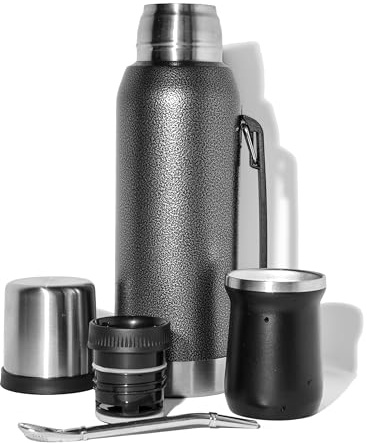 Mate Argentino Kit Completo BOTTOSO (1L) | Termo Acero Inoxidable Doble Pared 12h Calor | Pico Cebador Antiderrames + Mate & Bombilla Incluidos. Regalo ideal.
