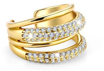 ALEXCRAFT Ringe für Damen Verstellbare Offen Layered Ringe mit Zirkonia