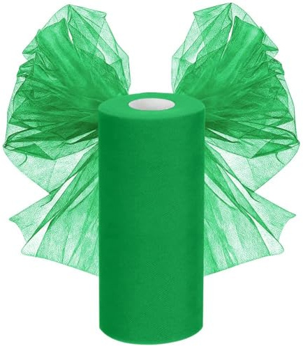 Tüllstoff Tüll Rolle 30cmx92,5M, Tüllband Hochzeitsdeko Tüll Meterware Organza Stoff für DIY Crafts Pom Handwerk Bögen Party Dekoration, Grün