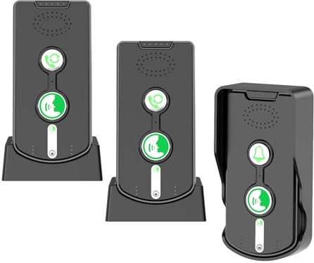 CHEOTIME Wireless Doorbell Intercom Upgrade, Long Range 2-Way Communication System IP54 Outdoor Rating Multi-Station 3 Chimes Electronic Doorbell for Home (Black)