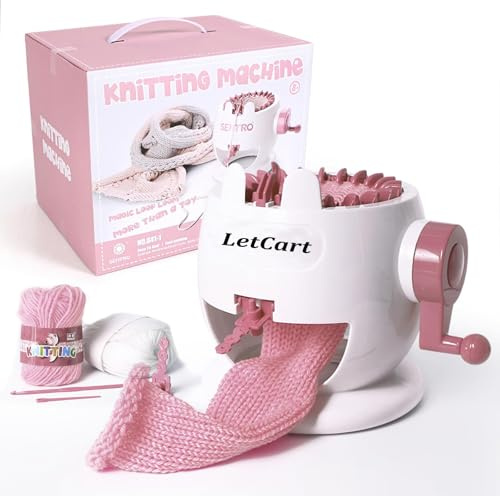 LetCart Circular Knitting Needles Set, Interchangeable Circular Needles Kit, Handmade Knitting Machine for Scarves Hats Gloves Socks, 22 Needles Weaving Tool