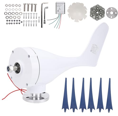 Generatore eolico professionale 6 pale 800W Mulino a AC ad alta efficienza per barche Cabine Terrazze Case mobili Pale in fibra di nylon 24 pollici (24 V)