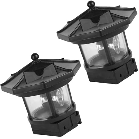 YARNOW 2 Pezzi Lampada Solare da Giardino Faro Rotante 360° in Plastica Resistente alle Intemperie per Illuminazione Esterna Cortile Prato Vialetto