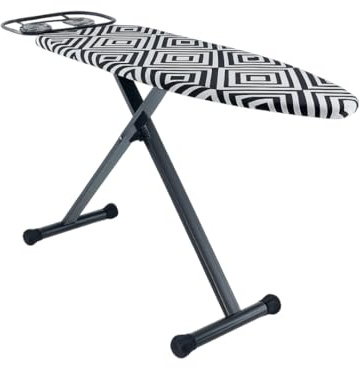 Asse da Stiro Venus Lux, 124x43 cm, Regolabile in Altezza 60-90 cm, con Portacaldaia, Acciaio Verniciato, Piedini Antiscivolo