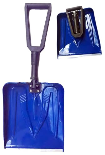 Pala da neve, Pala da neve portatile 25 x 9 per auto, Auto pieghevole, Paletta addensata per sabbia, paletta per fango, plastica per campeggio, giardino, vialetto, Blu, Ornaments de jardin