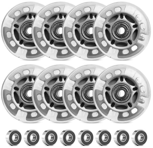 Lot de 8 roues de patins à roulettes LED 72 mm - Roues lumineuses avec roulement à billes, roues de rechange pour patins à roulettes et patins de fitness - Roues universelles en polyuréthane