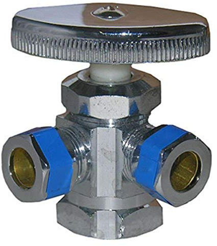 LASCO 06-7321 Dual Outlet Valve, 1/2-Inch Iron Pipe Inlet X 3/8-Inch Compression Outlet X 3/8-Inch Compression Outlet, Chrome