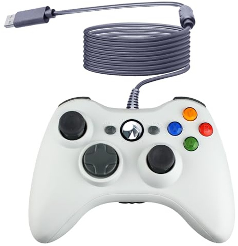 OSTENT Mando con cable USB Gamepad Joystick para Microsoft Xbox 360 Consola Windows PC Ordenador Portátil Videojuegos Color Blanco