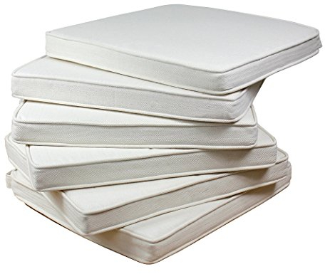 Sedex 6er Set Stuhlkissen Larissa Sitzpolster Kissen Sitzkissen mit Schlaufen Baumwolle altweiß