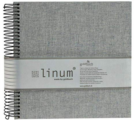 goldbuch 12919 Spiralalbum Linum Leinen Grau, Fotoalbum 20 x 20 x 2,5 cm | Quadratisches Erinnerungsalbum mit 40 chamoisfarbene Seiten aus Fotokarton, grauer Leineneinband, Made in Germany