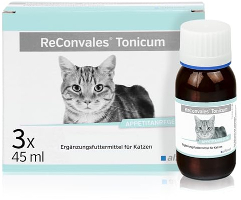 Alfavet ReConvales Tonicum Katze - 3 x 45ml Appetitanreger & Aufbaunahrung | Ergänzungsfuttermittel in der Rekonvaleszenz, bei Untergewicht, hepatischer Lipidose oder nach Operationen, für Katzen