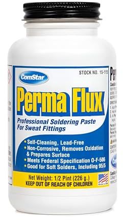 ComStar Perma Flux, 8 Oz, Self-Cleaning Soldering Flux for Sweat Fittings, Non-Corrosive Paste for Strong, Leak-Proof Bonds, Lead-Free, Works w/Soft Solders like 95/5, Meets Fed Spec O-F-506 (15-115)