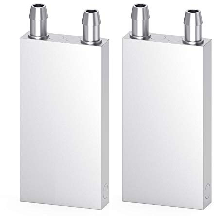 CLDIY Aluminium Wasserkühlblock, Flüssigkeitswasserkühler Kühlkörpersystem für PC Computer CPU Graphics Kühler Kühlkörper Endothermic Head Silber (40mm x 80mm x 12mm) 2 STÜCK