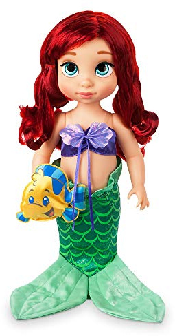 Disney Store Puppe Arielle, die Meerjungfrau, aus der Animator Collection, 39 cm / 15, echt wirkendes Haar zum Kämmen und Outfit, mit Fabius Plüschtier aus Satin, Sammelpuppe für Kinder ab 3 Jahren
