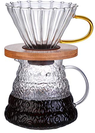 BAIYA Caffettiera,Moka Express Caffettiera per caffè in Vetro,Caffettiera Italiana,Caffettiera Pressofiltro (600ML)