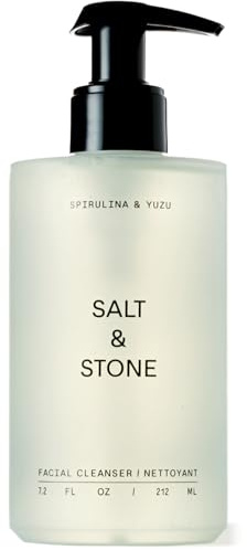 Salt & Stone Facial Cleanser for Women & Men, Spirulina & Yuzu Gentle Facial Wash with Hyaluronic Acid, Squalane, For All Skin Types, Vegan, Cruelty Free, 7.2 oz