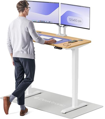 Desktronic HomePro Höhenverstellbarer Schreibtisch 120 × 60 cm – Elektrischer Schreibtisch Mit Zwei Elektrischen Motoren, Touchscreen-Steuerung und Integrierten USB-A- und USB-C-Ladeanschlüssen