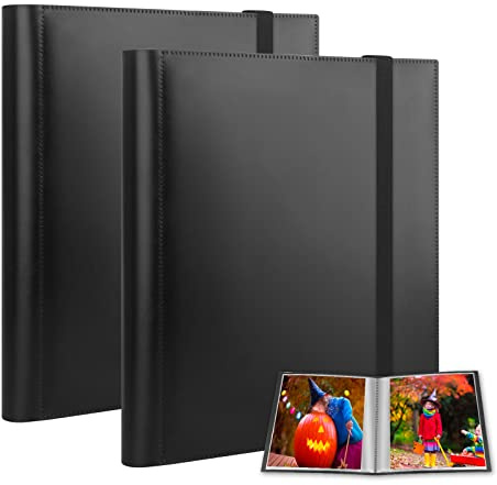 Aevdor 2 Pack Photo Album 8x10, 8x10 Photo Album Book Holds 68 Photos Art Portfolio Binder, Photo Albums for 8 x 10 Photos, 10x8 Sheet Protector Folder for Photos, Kids Artwork (Black)