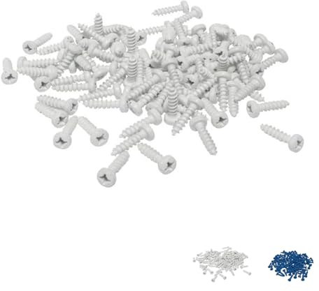 Virsus 100 Viti in Acciaio Zincato per Targa Europea 3129, misura 4,5x18 mm, viti con impronta a croce, testa cilindrica bombata, filettatura intera, autofilettante, per auto e moto (Bianco)