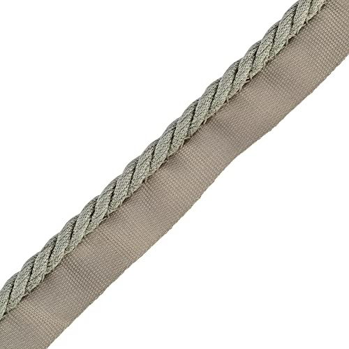 Discount Fabrics Flange Cord - 19mm Cotton Piping for Sewing, Cushions, Upholstery Ribbon Flanged Trim Cushion Sewing Thread Plait Furnishing Cushions (Water Green,5m)